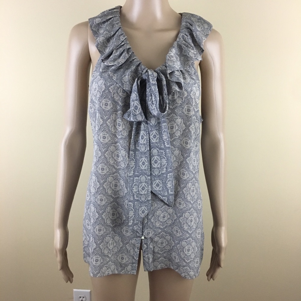 Banana Republic Large Blouse Sleeveless Silk Ruffl